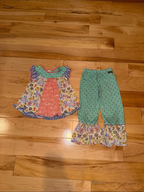 Matilda Jane Other - Girls' Floral Mix Green & Coral Pajama Set